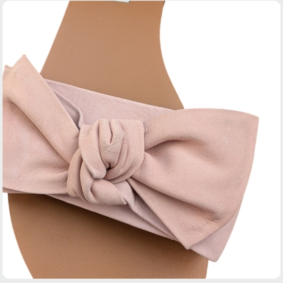 Steve Madden Knotts Pink Bow Slide Sandals Size 6.5 Blush Flat - Picture 7 of 9